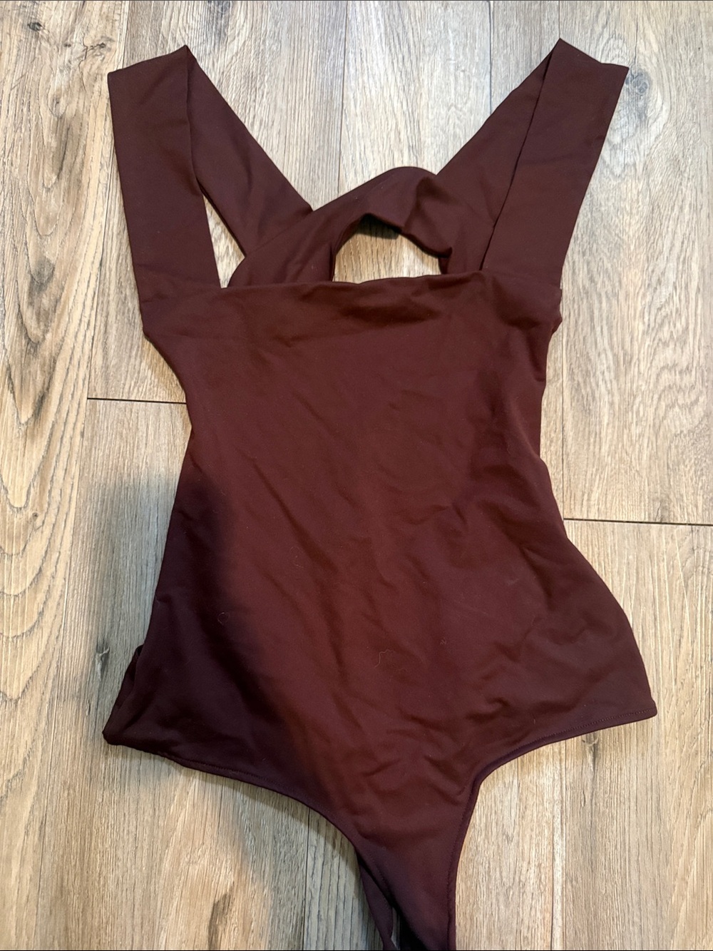 Women's Square Neck Bodysuit in Burgundy